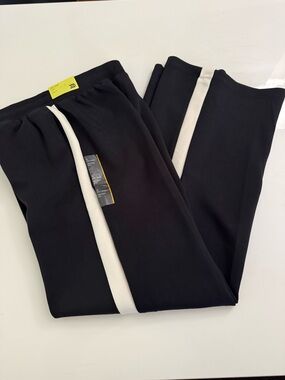 Men's Black Track Pants with White Side Stripe